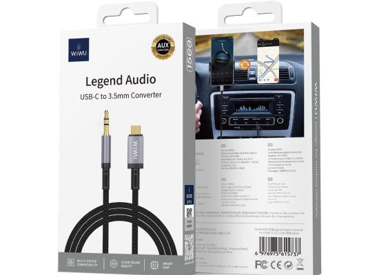 WIWU Wi-C048T Legend Audio Series Type-C to 3.5mm Aux 1.5M Cable - Black